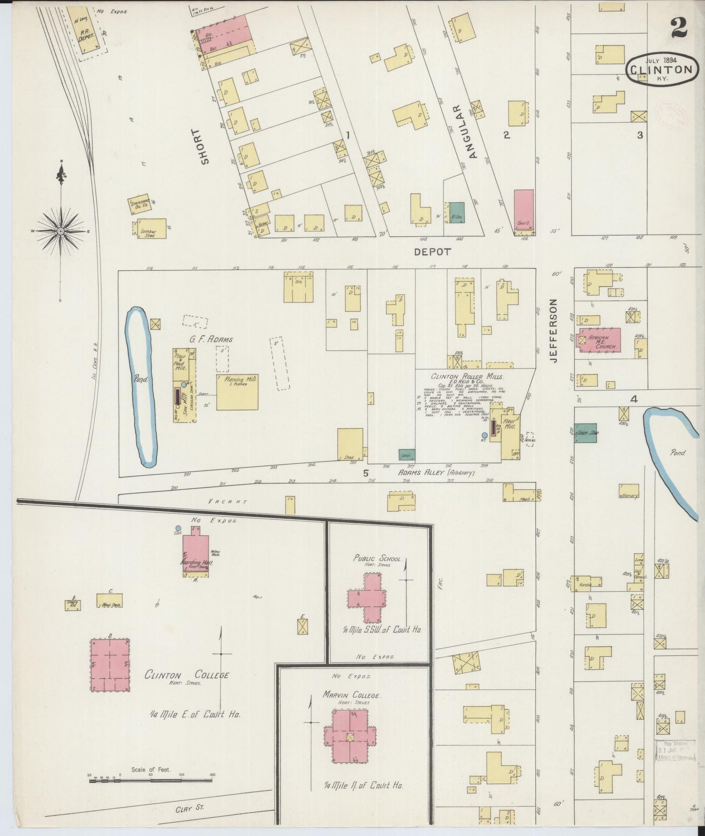 Sanborn Fire Insurance Map from Clinton, Hickman County, Kentucky (1894), Sheet #0002 - Complete Map Set gallery image, historic Sanborn map, vintage wall art, Kentucky Kentucky