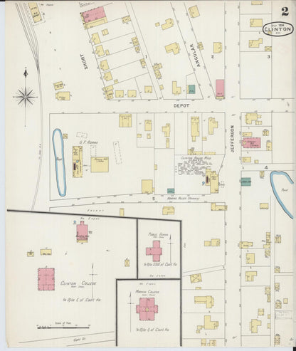 Sanborn Fire Insurance Map from Clinton, Hickman County, Kentucky (1894), Sheet #0002 - Complete Map Set gallery image, historic Sanborn map, vintage wall art, Kentucky Kentucky