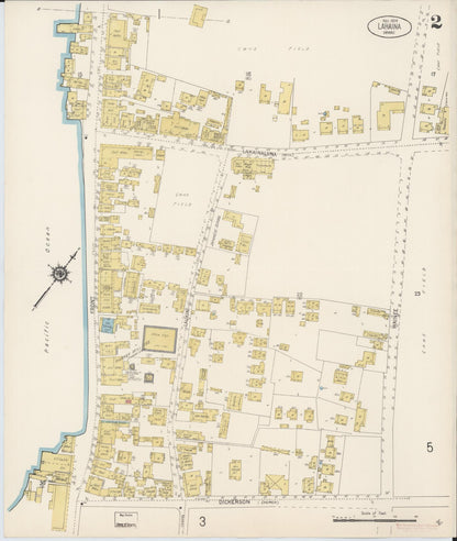 Sanborn Fire Insurance Map from Lahaina, Maui County, Hawaii (1914), Sheet #0002 - Historic Sanborn Fire Insurance Map Print, vintage old map wall art, antique decor, genealogy gift, Hawaii Hawaii map