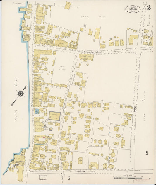 Sanborn Fire Insurance Map from Lahaina, Maui County, Hawaii (1914), Sheet #0002 - Historic Sanborn Fire Insurance Map Print, vintage old map wall art, antique decor, genealogy gift, Hawaii Hawaii map