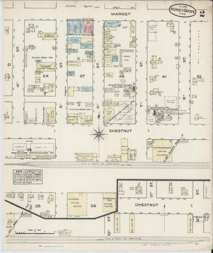 Sanborn Fire Insurance Map from Honey Grove, Fannin County, Texas (1885), Sheet #0002 - Complete Map Set gallery image, historic Sanborn map, vintage wall art, Texas Texas