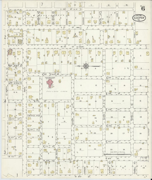 Sanborn Fire Insurance Map from Cooper, Delta County, Texas (1914), Sheet #0006 - Historic Sanborn Fire Insurance Map Print, vintage old map wall art, antique decor, genealogy gift, Texas Texas map