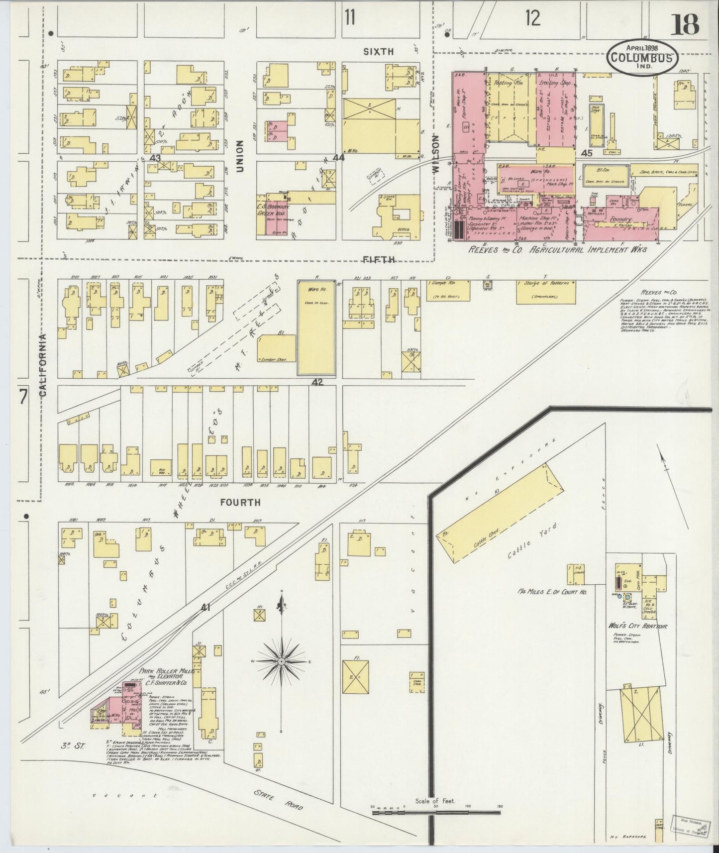 Sanborn Fire Insurance Map from Columbus, Bartholomew County, Indiana (1898), Sheet #0018 - Complete Map Set gallery image, historic Sanborn map, vintage wall art, Indiana Indiana