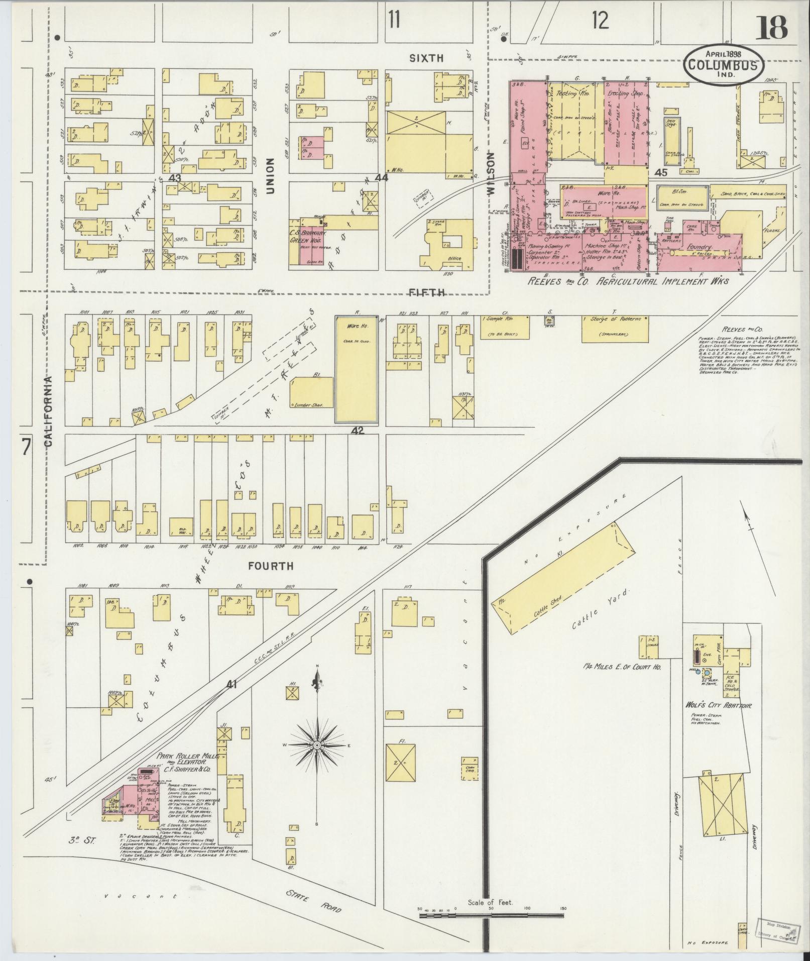 Sanborn Fire Insurance Map from Columbus, Bartholomew County, Indiana (1898), Sheet #0018 - Complete Map Set gallery image, historic Sanborn map, vintage wall art, Indiana Indiana