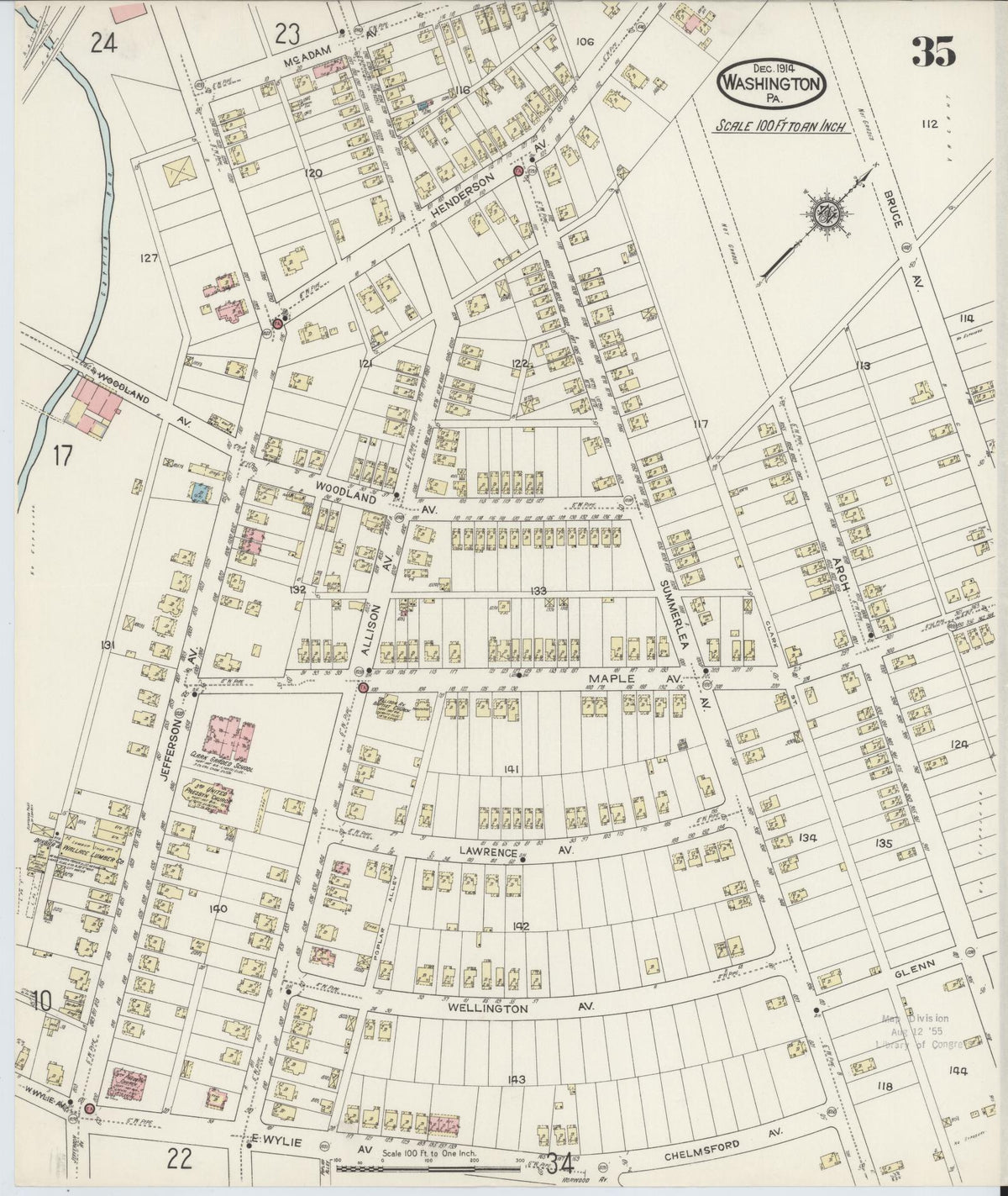 Sanborn Fire Insurance Map from Washington, Washington County, Pennsylvania (1914), Sheet #0035 - Complete Map Set gallery image, historic Sanborn map, vintage wall art, Sanborn Fire Insurance Map from Washington Washington