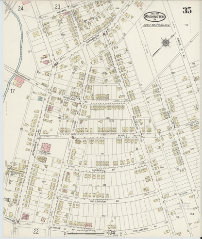 Sanborn Fire Insurance Map from Washington, Washington County, Pennsylvania (1914), Sheet #0035 - Complete Map Set gallery image, historic Sanborn map, vintage wall art, Sanborn Fire Insurance Map from Washington Washington