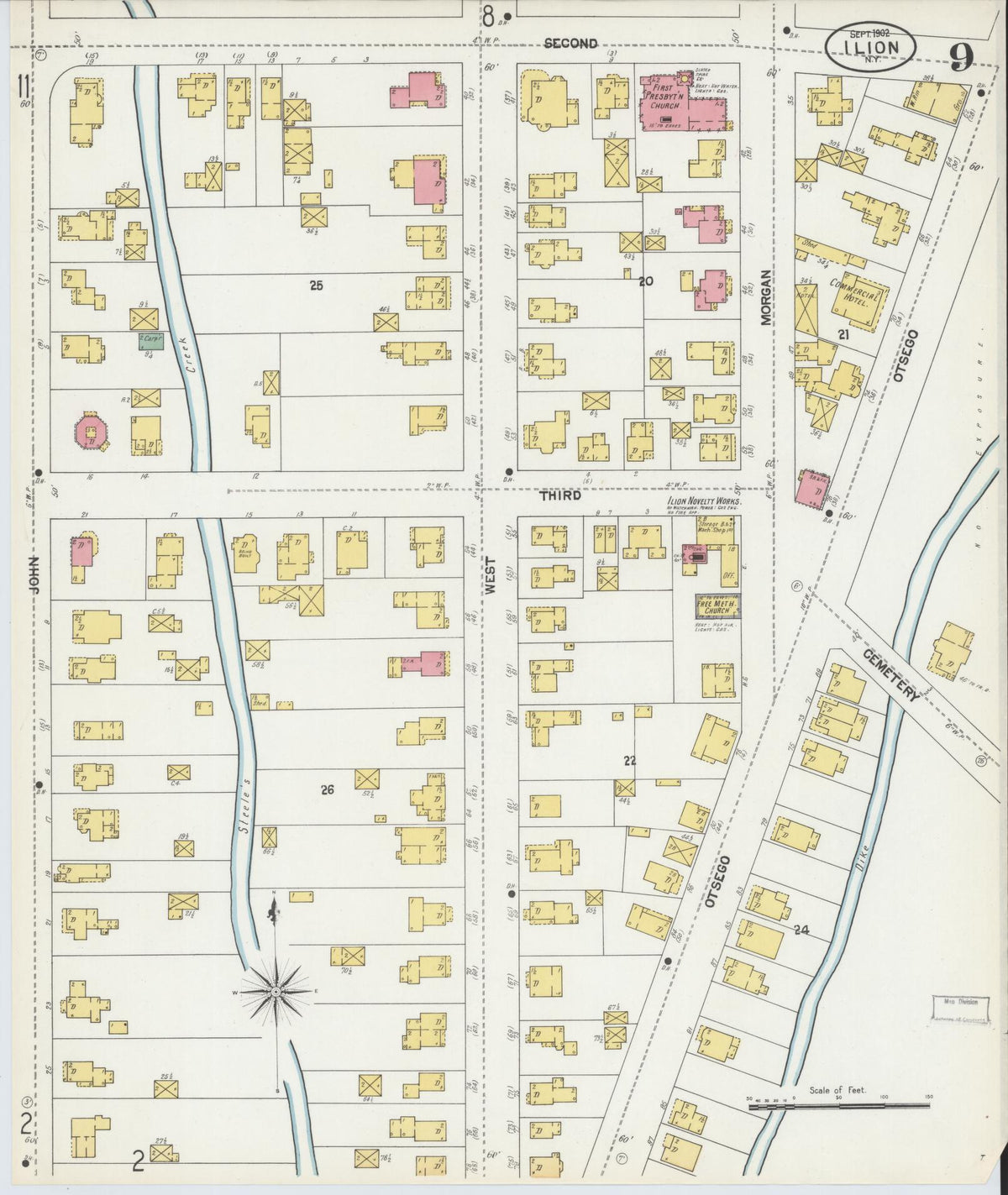 Sanborn Fire Insurance Map from Ilion, Herkimer County, New York (1902), Sheet #0009 - Complete Map Set gallery image, historic Sanborn map, vintage wall art, New York New York