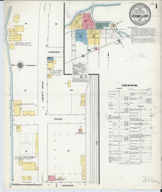 Sanborn Fire Insurance Map from Vermillion, Erie County, Ohio (1911), Sheet #0001 - Historic Sanborn Fire Insurance Map Print, vintage old map wall art, antique decor, genealogy gift, Ohio Ohio map