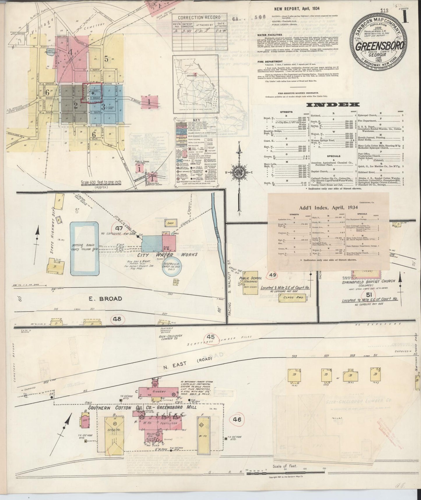Sanborn Fire Insurance Map from Greensboro, Greene County, Georgia. (1945) – Historic Sanborn Fire Insurance Map Print