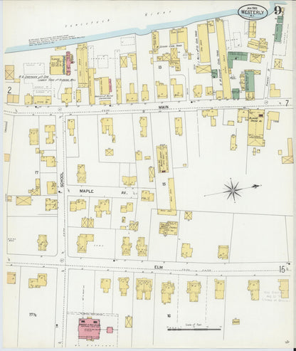 Sanborn Fire Insurance Map from Westerly, Washington County, Rhode Island (1902), Sheet #0009 - Complete Map Set gallery image, historic Sanborn map, vintage wall art, Rhode Island Rhode Island
