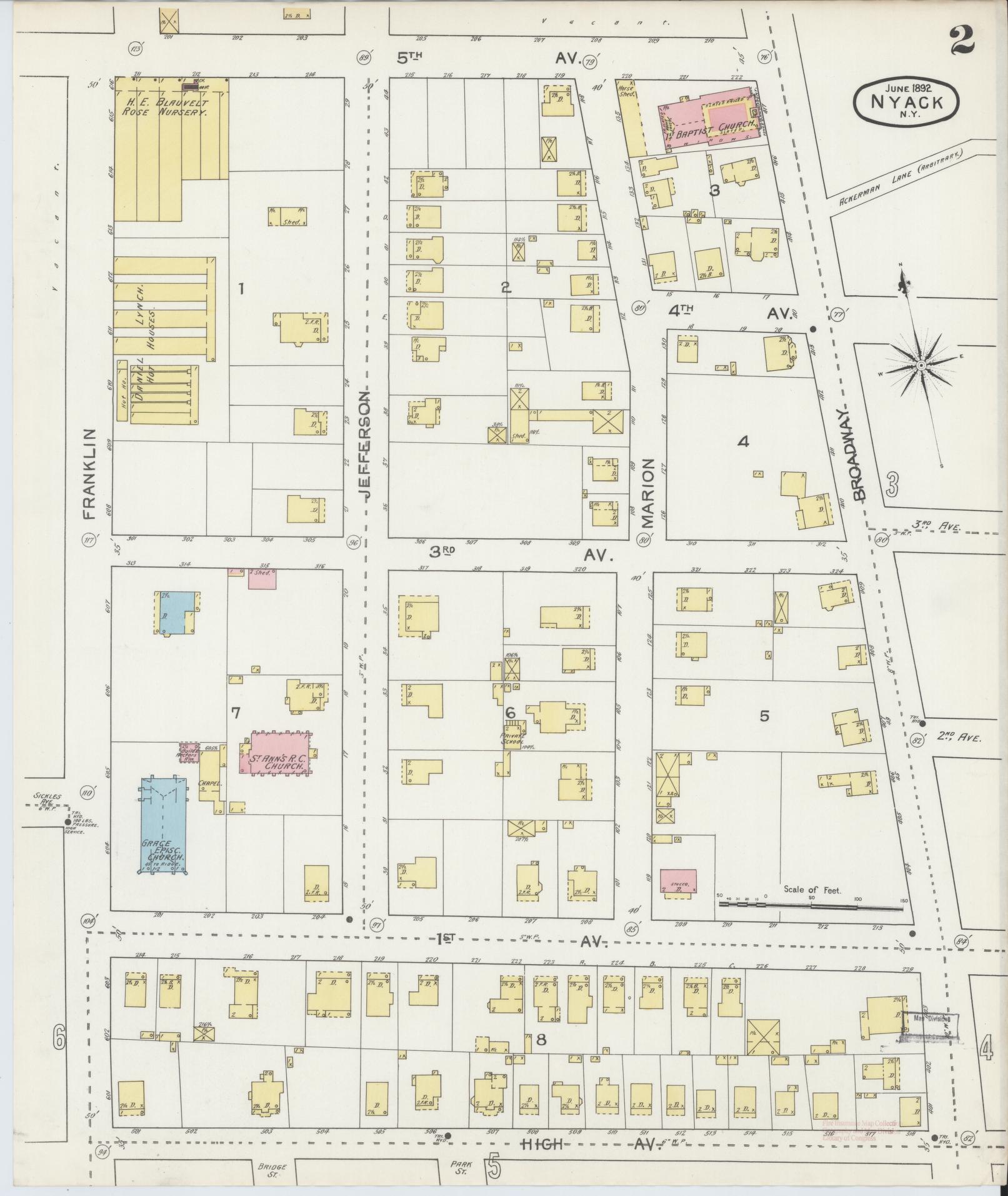 Sanborn Fire Insurance Map from Nyack, Rockland County, New York. (1892), Sheet #0002