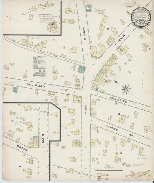 Sanborn Fire Insurance Map from Sayville, Suffolk County, New York (1886), Sheet #0001 - Historic Sanborn Fire Insurance Map Print, vintage old map wall art, antique decor, genealogy gift, New York New York map