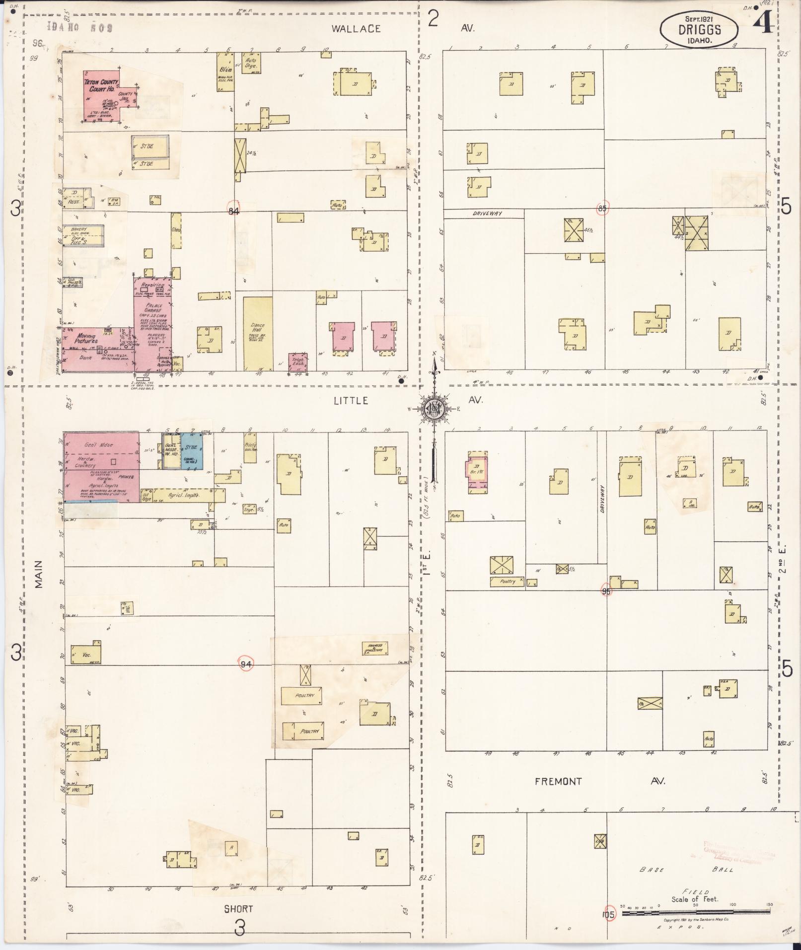 Sanborn Fire Insurance Map from Driggs, Teton County, Idaho (1929), Sheet #0004 - Historic Sanborn Fire Insurance Map Print, vintage old map wall art, antique decor, genealogy gift, Idaho Idaho map
