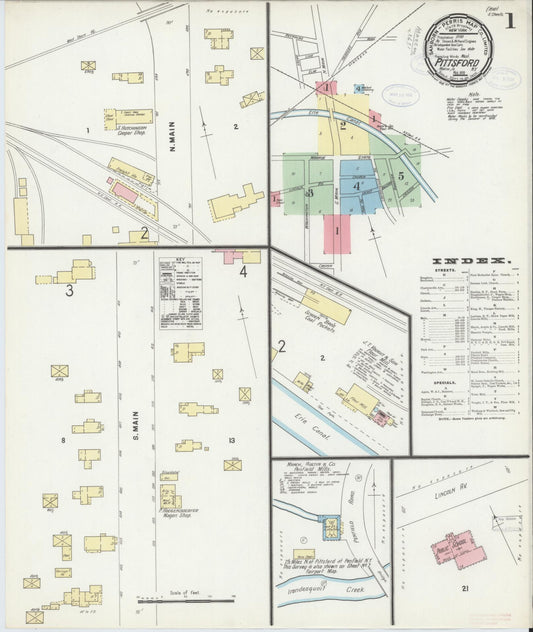 Sanborn Fire Insurance Map from Pittsford, Monroe County, New York (1898), Sheet #0001 - Complete Map Set gallery image, historic Sanborn map, vintage wall art, New York New York