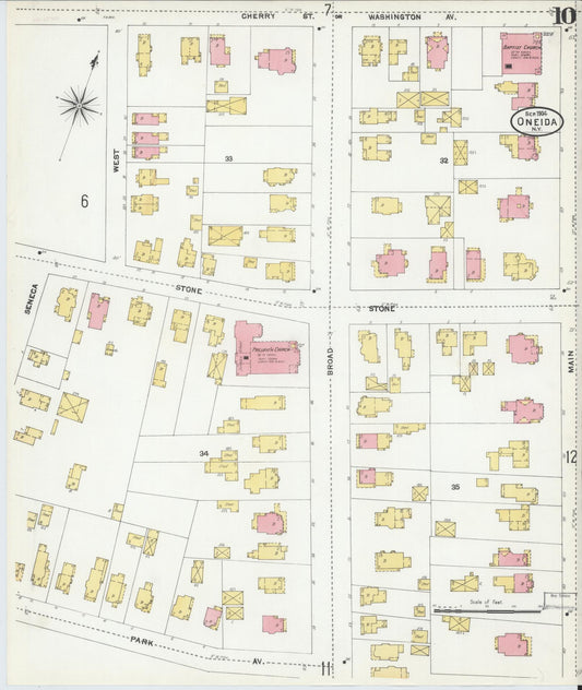 Sanborn Fire Insurance Map from Oneida, Madison County, New York (1904), Sheet #0009 - Historic Sanborn Fire Insurance Map Print, vintage old map wall art, antique decor, genealogy gift, New York New York map
