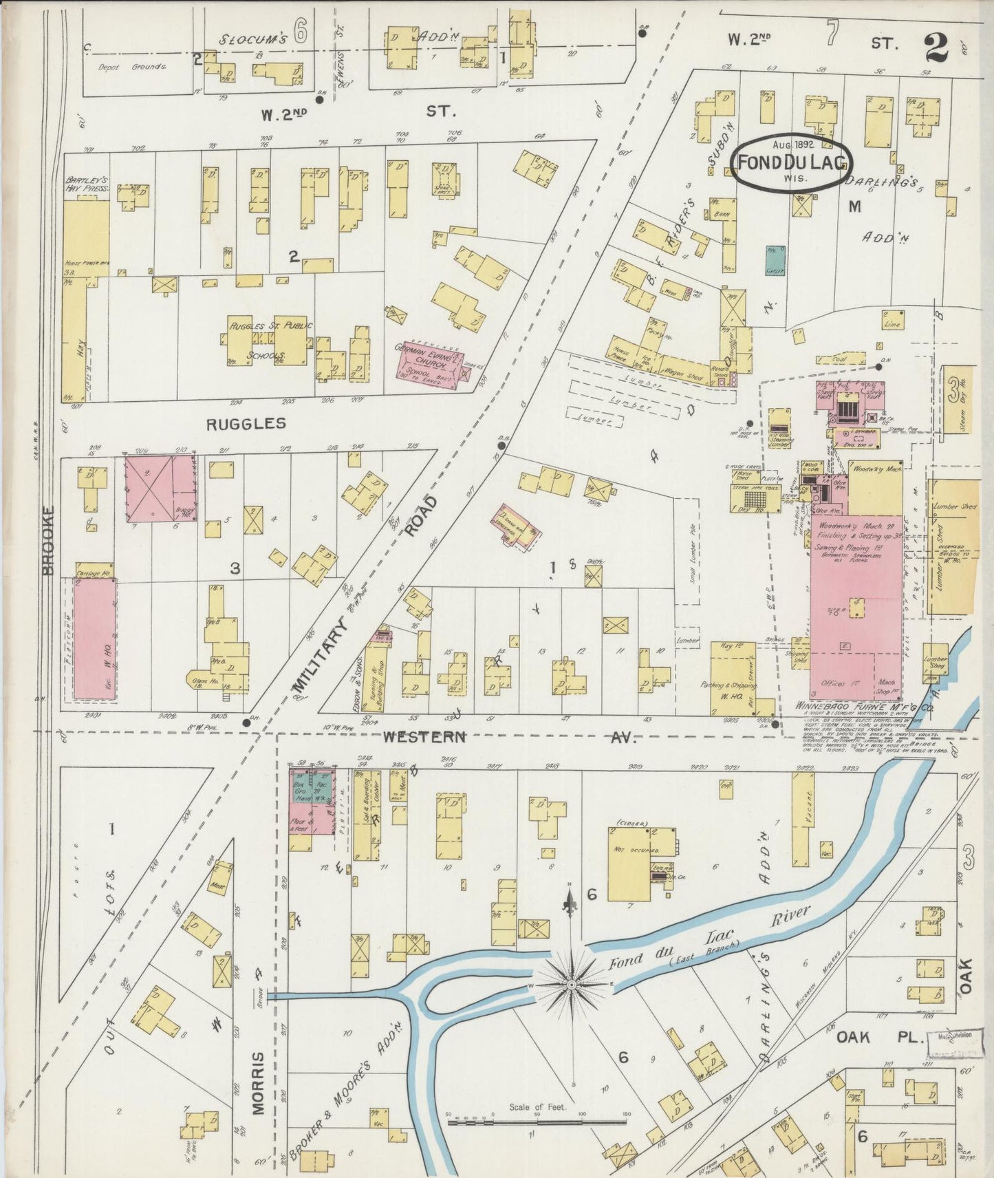 Sanborn Fire Insurance Map from Fond du Lac, Fond du Lac County, Wisconsin (1892), Sheet #0002 - Historic Sanborn Fire Insurance Map Print, vintage old map wall art, antique decor, genealogy gift, Wisconsin Wisconsin map