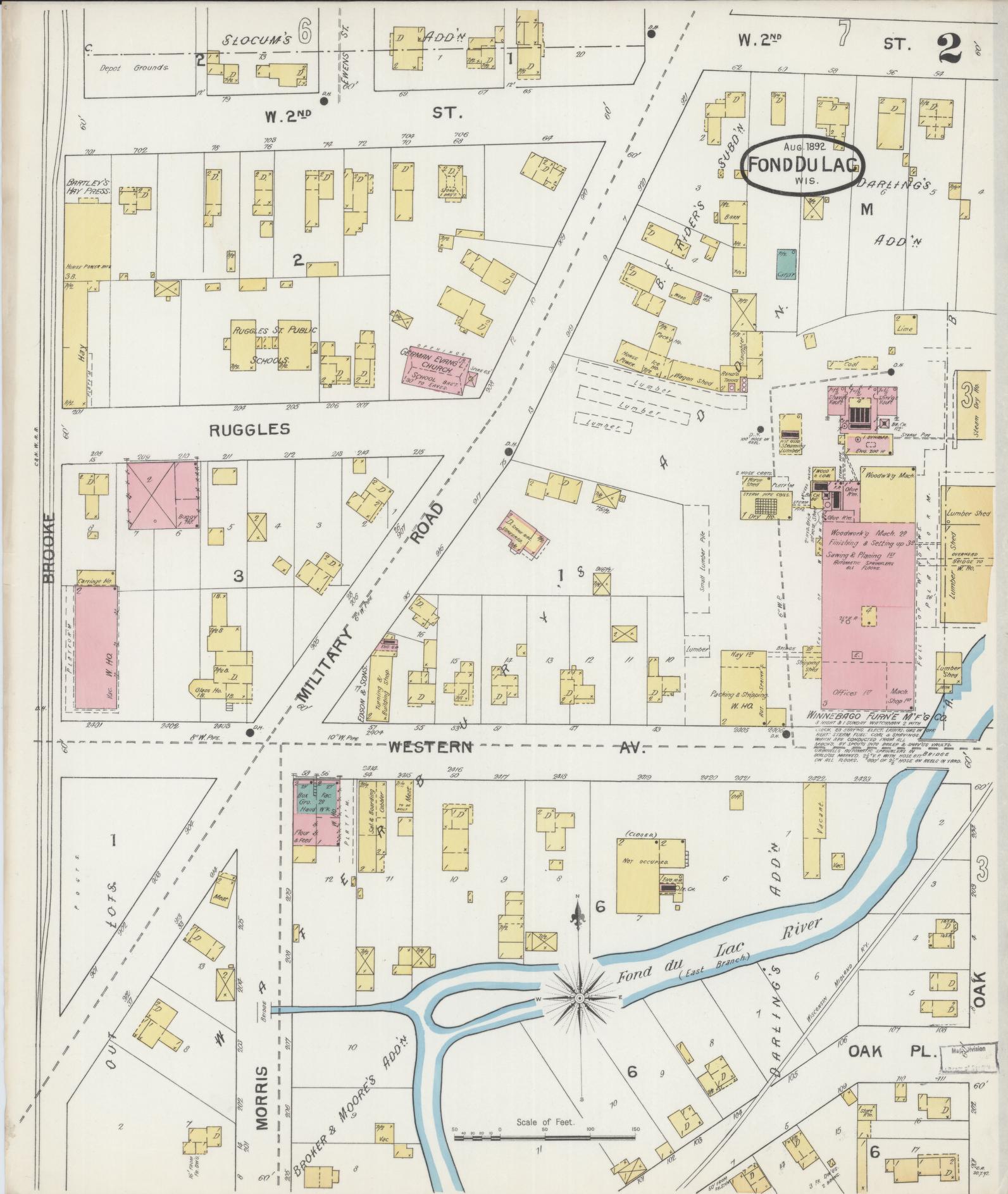 Sanborn Fire Insurance Map from Fond du Lac, Fond du Lac County, Wisconsin (1892), Sheet #0002 - Historic Sanborn Fire Insurance Map Print, vintage old map wall art, antique decor, genealogy gift, Wisconsin Wisconsin map