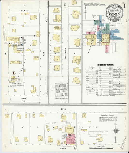 Sanborn Fire Insurance Map from Magnolia, Columbia County, Arkansas (1912), Sheet #0001 - Complete Map Set gallery image, historic Sanborn map, vintage wall art, Arkansas Arkansas