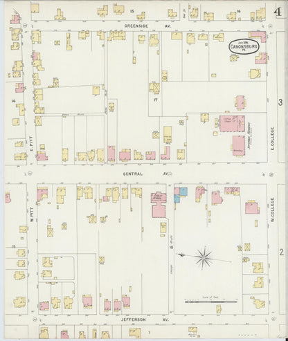 Sanborn Fire Insurance Map from Canonsburg, Washington County, Pennsylvania (1896), Sheet #0004 - Complete Map Set gallery image, historic Sanborn map, vintage wall art, Pennsylvania Pennsylvania