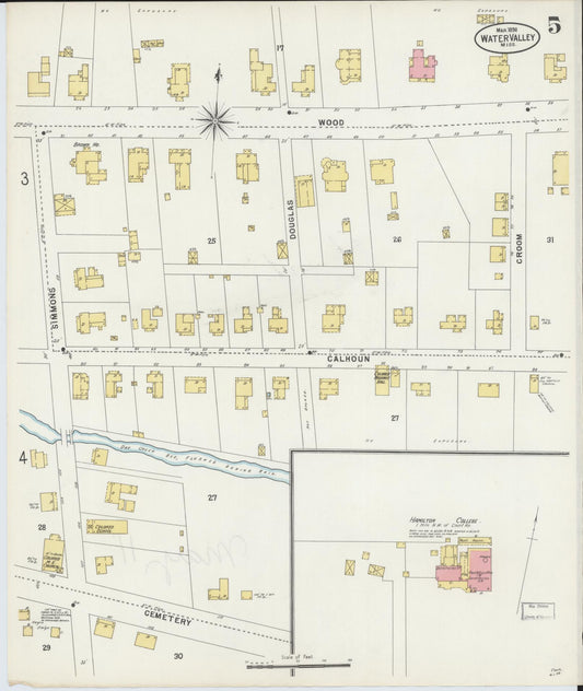 Sanborn Fire Insurance Map from Water Valley, Yalobusha County, Mississippi (1898), Sheet #0005 - Historic Sanborn Fire Insurance Map Print, vintage old map wall art, antique decor, genealogy gift, Mississippi Mississippi map