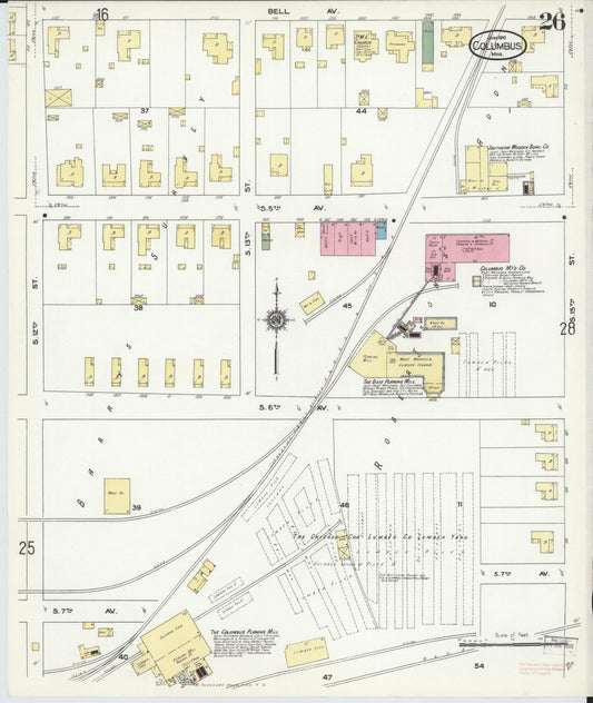 Sanborn Fire Insurance Map from Columbus, Lowndes County, Mississippi (1910), Sheet #0026 - Historic Sanborn Fire Insurance Map Print, vintage old map wall art, antique decor, genealogy gift, Mississippi Mississippi map