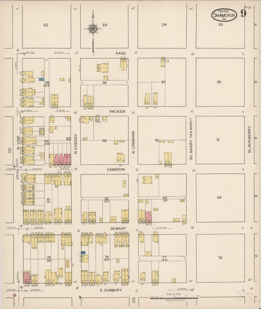 Sanborn Fire Insurance Map from Shamokin, Northumberland County, Pennsylvania (1922), Sheet #0009 - Historic Sanborn Fire Insurance Map Print, vintage old map wall art, antique decor, genealogy gift, Pennsylvania Pennsylvania map
