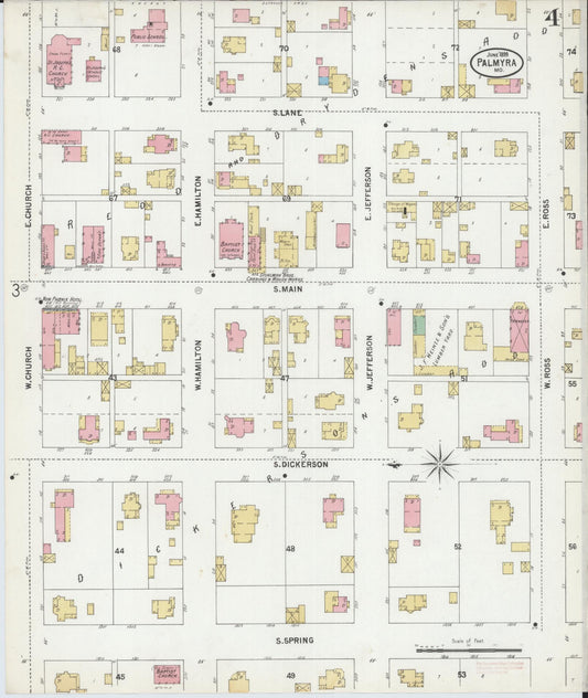 Sanborn Fire Insurance Map from Palmyra, Marion County, Missouri (1899), Sheet #0004 - Historic Sanborn Fire Insurance Map Print, vintage old map wall art, antique decor, genealogy gift, Missouri Missouri map