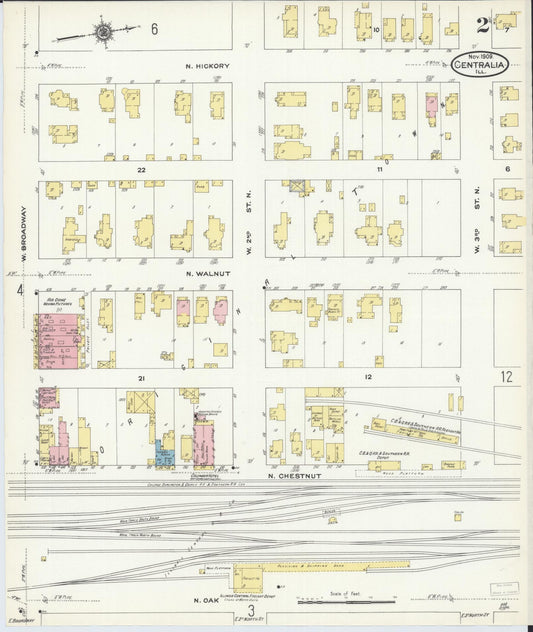 Sanborn Fire Insurance Map from Centralia, Marion, Clinton, Jefferson, and Washington Counties, Illinois (1909), Sheet #0002 - Historic Sanborn Fire Insurance Map Print, vintage old map wall art, antique decor, genealogy gift, Illinois Illinois map