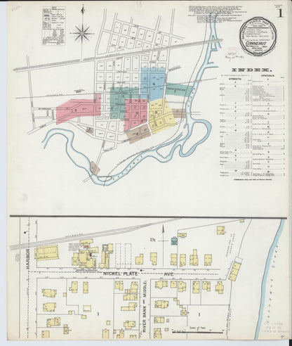 Sanborn Fire Insurance Map from Conneaut, Ashtabula County, Ohio (1893), Sheet #0001 - Historic Sanborn Fire Insurance Map Print, vintage old map wall art, antique decor, genealogy gift, Ohio Ohio map