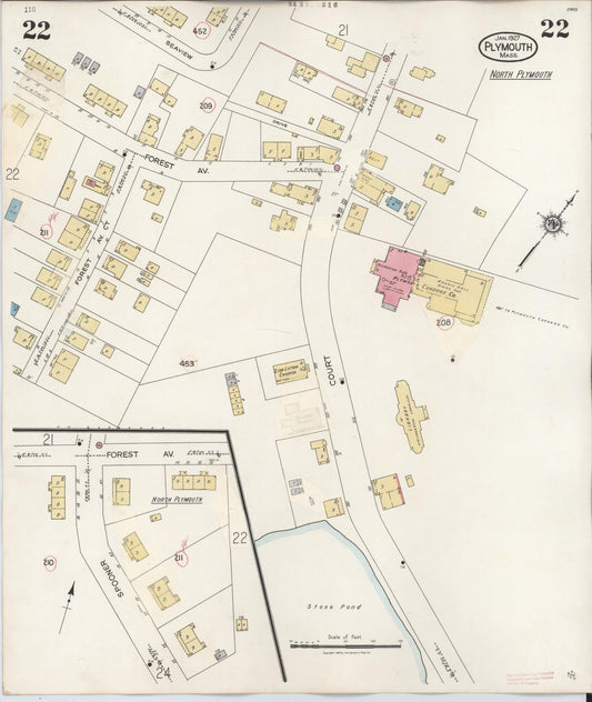 Sanborn Fire Insurance Map from Plymouth, Plymouth County, Massachusetts (1948), Sheet #0022 - Historic Sanborn Fire Insurance Map Print, vintage old map wall art, antique decor, genealogy gift, Massachusetts Massachusetts map