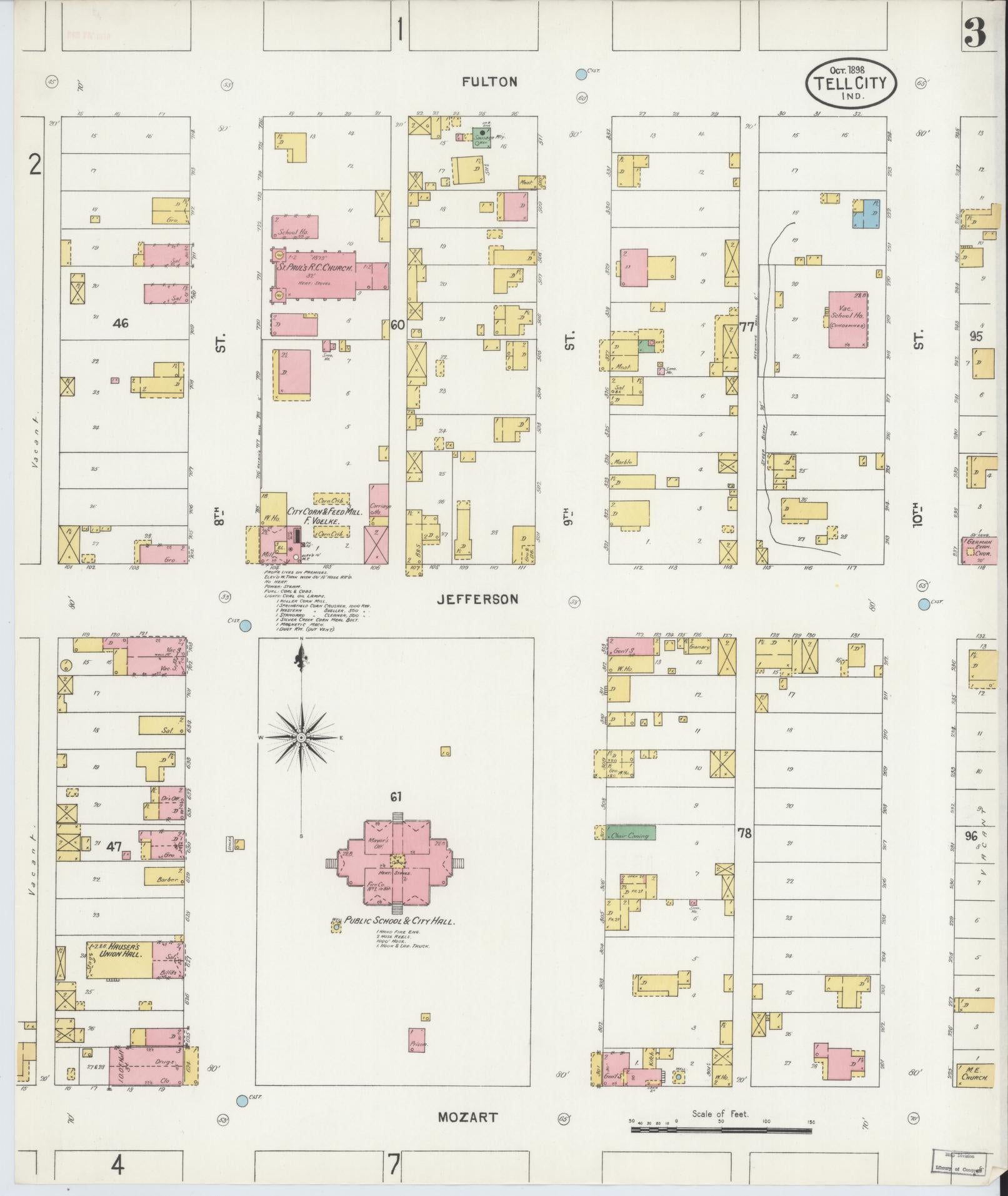 Sanborn Fire Insurance Map from Tell City, Perry County, Indiana (1898), Sheet #0003 - Complete Map Set gallery image, historic Sanborn map, vintage wall art, Indiana Indiana