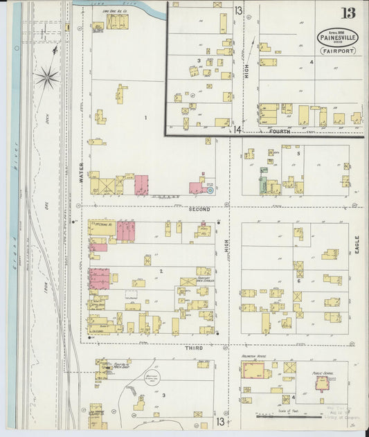 Sanborn Fire Insurance Map from Painesville, Lake County, Ohio (1898), Sheet #0013 - Historic Sanborn Fire Insurance Map Print, vintage old map wall art, antique decor, genealogy gift, Ohio Ohio map
