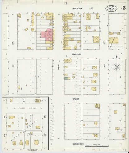 Sanborn Fire Insurance Map from Okeene, Blaine County, Oklahoma (1904), Sheet #0003 - Complete Map Set gallery image, historic Sanborn map, vintage wall art, Oklahoma Oklahoma
