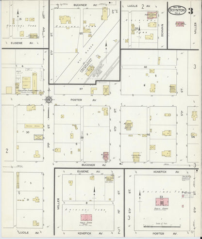 Sanborn Fire Insurance Map from Boynton, Muskogee County, Oklahoma (1914), Sheet #0003 - Complete Map Set gallery image, historic Sanborn map, vintage wall art, Oklahoma Oklahoma