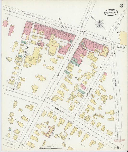 Sanborn Fire Insurance Map from Penn Yan, Yates County, New York (1897), Sheet #0003 - Historic Sanborn Fire Insurance Map Print, vintage old map wall art, antique decor, genealogy gift, New York New York map