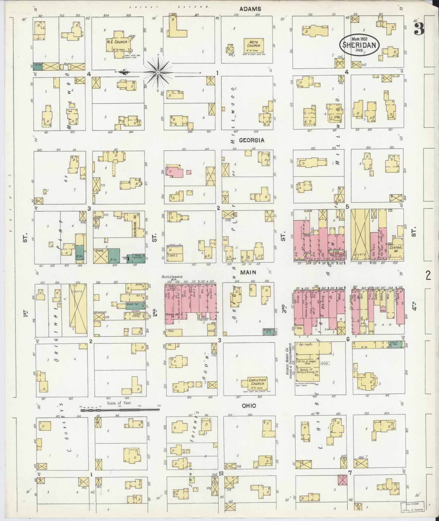 Sanborn Fire Insurance Map from Sheridan, Hamilton County, Indiana (1902), Sheet #0003 - Complete Map Set gallery image, historic Sanborn map, vintage wall art, Indiana Indiana