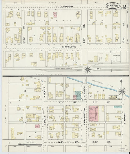 Sanborn Fire Insurance Map from Marion, Grant County, Indiana (1890), Sheet #0002 - Complete Map Set gallery image, historic Sanborn map, vintage wall art, Indiana Indiana