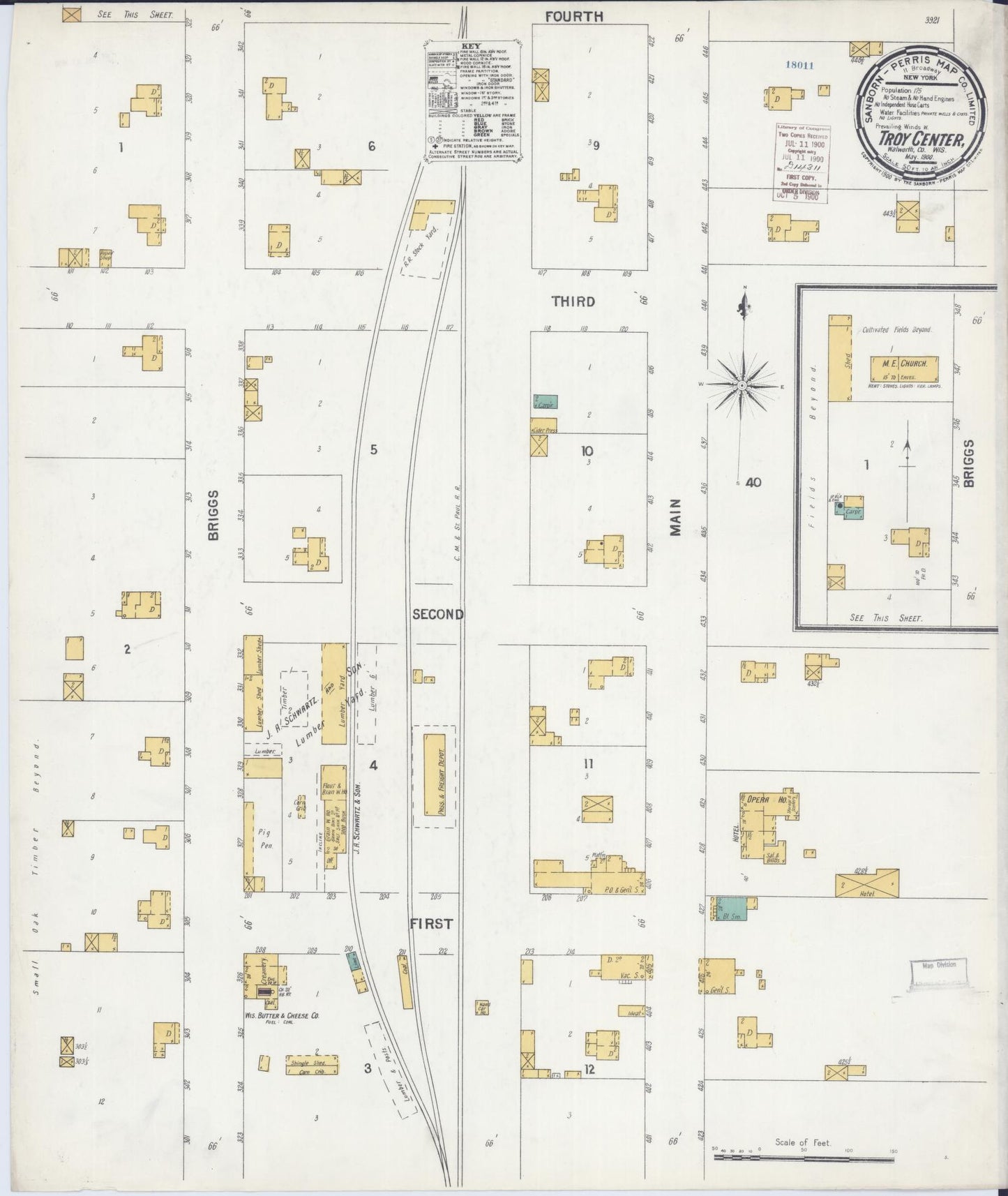 Sanborn Fire Insurance Map from Troy Center, Walworth County, Wisconsin (1900), Sheet #0001 - Historic Sanborn Fire Insurance Map Print, vintage old map wall art, antique decor, genealogy gift, Wisconsin Wisconsin map