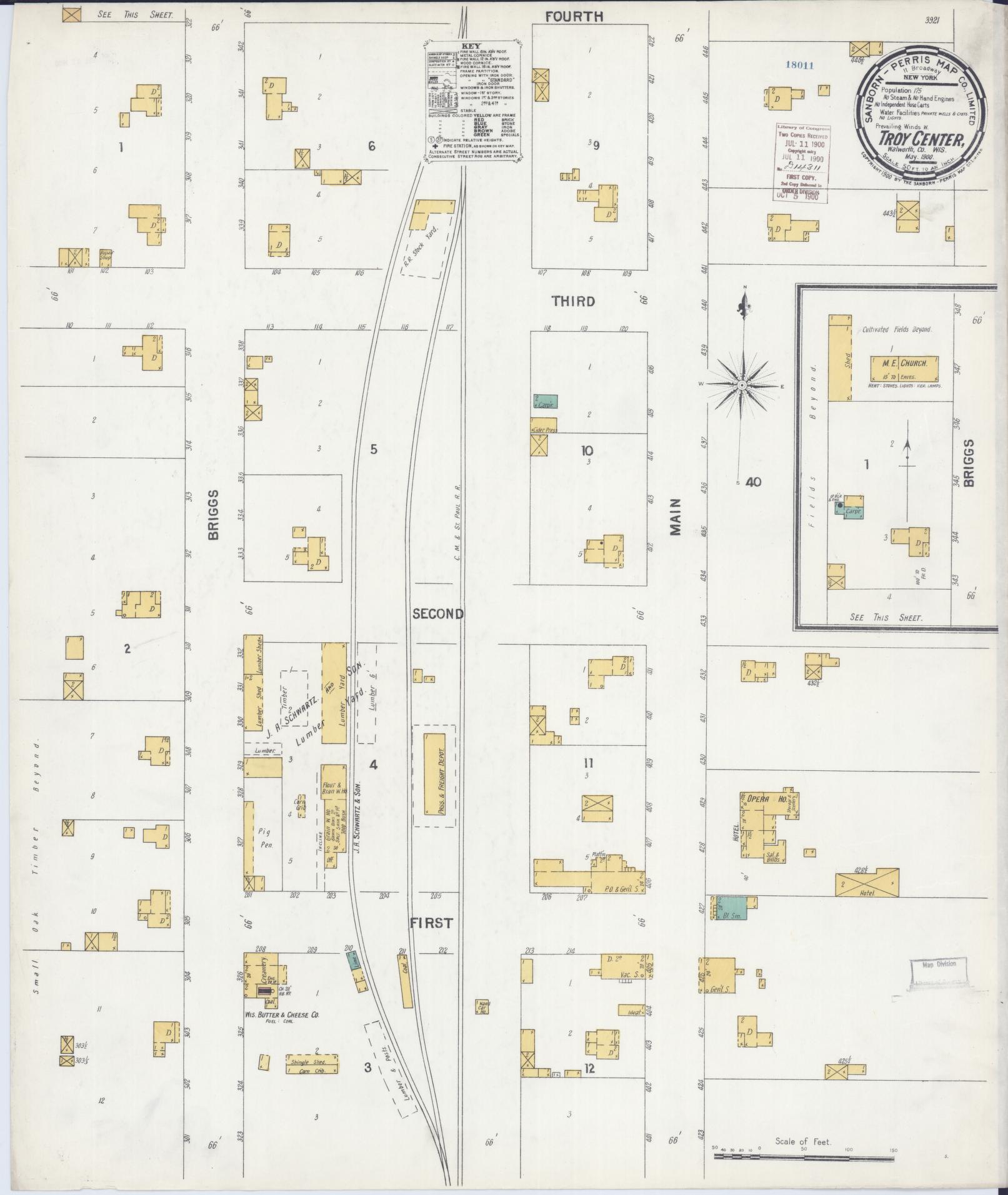 Sanborn Fire Insurance Map from Troy Center, Walworth County, Wisconsin (1900), Sheet #0001 - Historic Sanborn Fire Insurance Map Print, vintage old map wall art, antique decor, genealogy gift, Wisconsin Wisconsin map