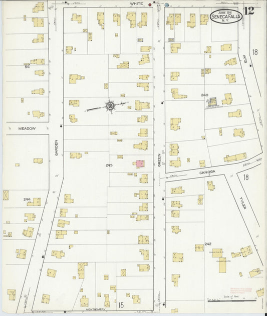Sanborn Fire Insurance Map from Seneca Falls, Seneca County, New York (1916), Sheet #0012 - Historic Sanborn Fire Insurance Map Print, vintage old map wall art, antique decor, genealogy gift, New York New York map