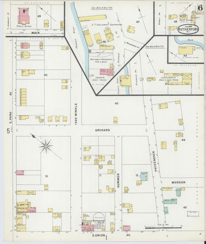 Sanborn Fire Insurance Map from Rutherford, Bergen County, New Jersey (1897), Sheet #0006 - Complete Map Set gallery image, historic Sanborn map, vintage wall art, New Jersey New Jersey