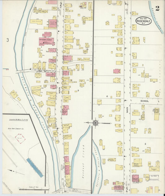 Sanborn Fire Insurance Map from Rosendale, Ulster County, New York (1913), Sheet #0002 - Historic Sanborn Fire Insurance Map Print, vintage old map wall art, antique decor, genealogy gift, New York New York map