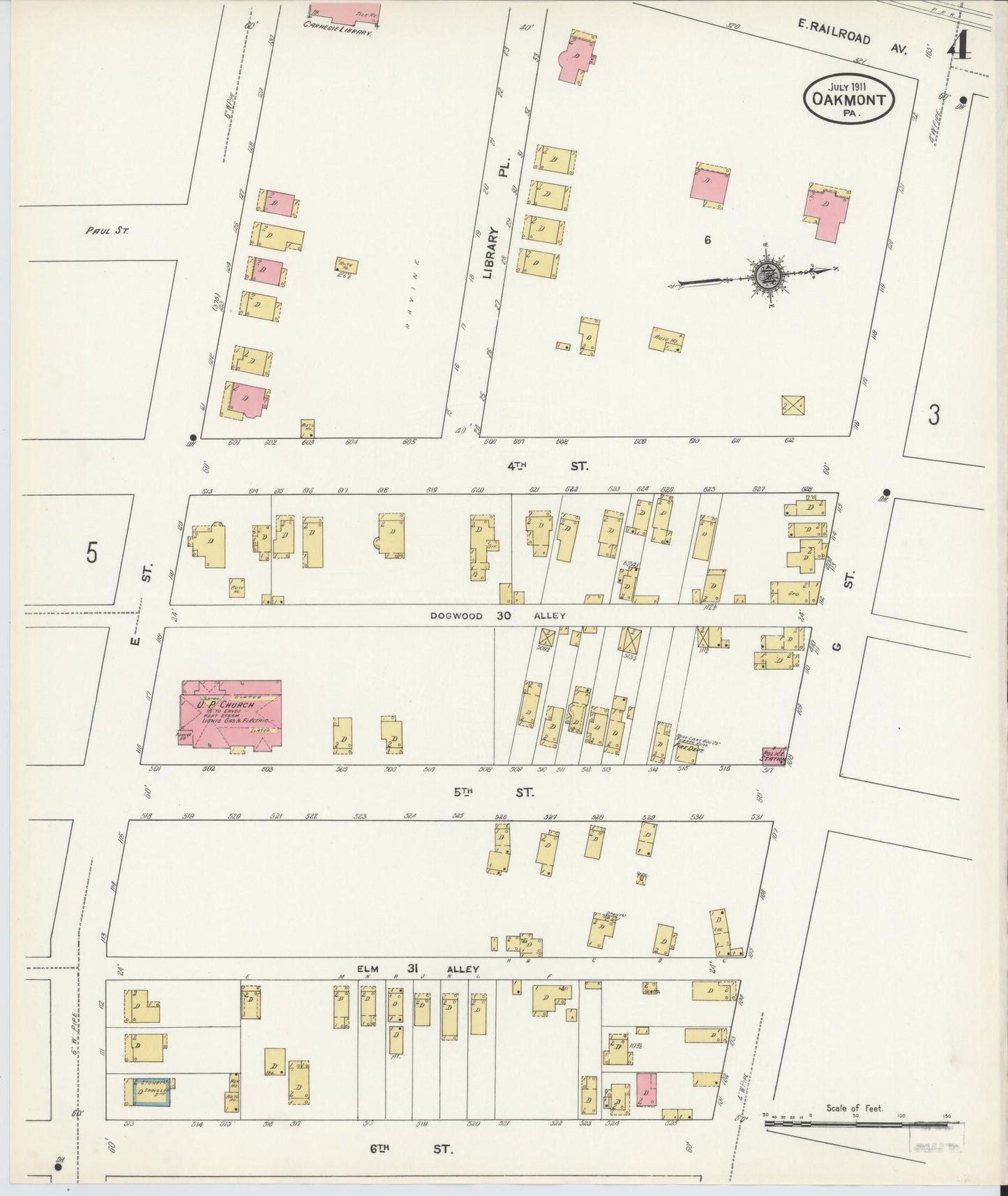 Sanborn Fire Insurance Map from Oakmont, Allegheny County, Pennsylvania (1911), Sheet #0004 - Complete Map Set gallery image, historic Sanborn map, vintage wall art, Pennsylvania Pennsylvania