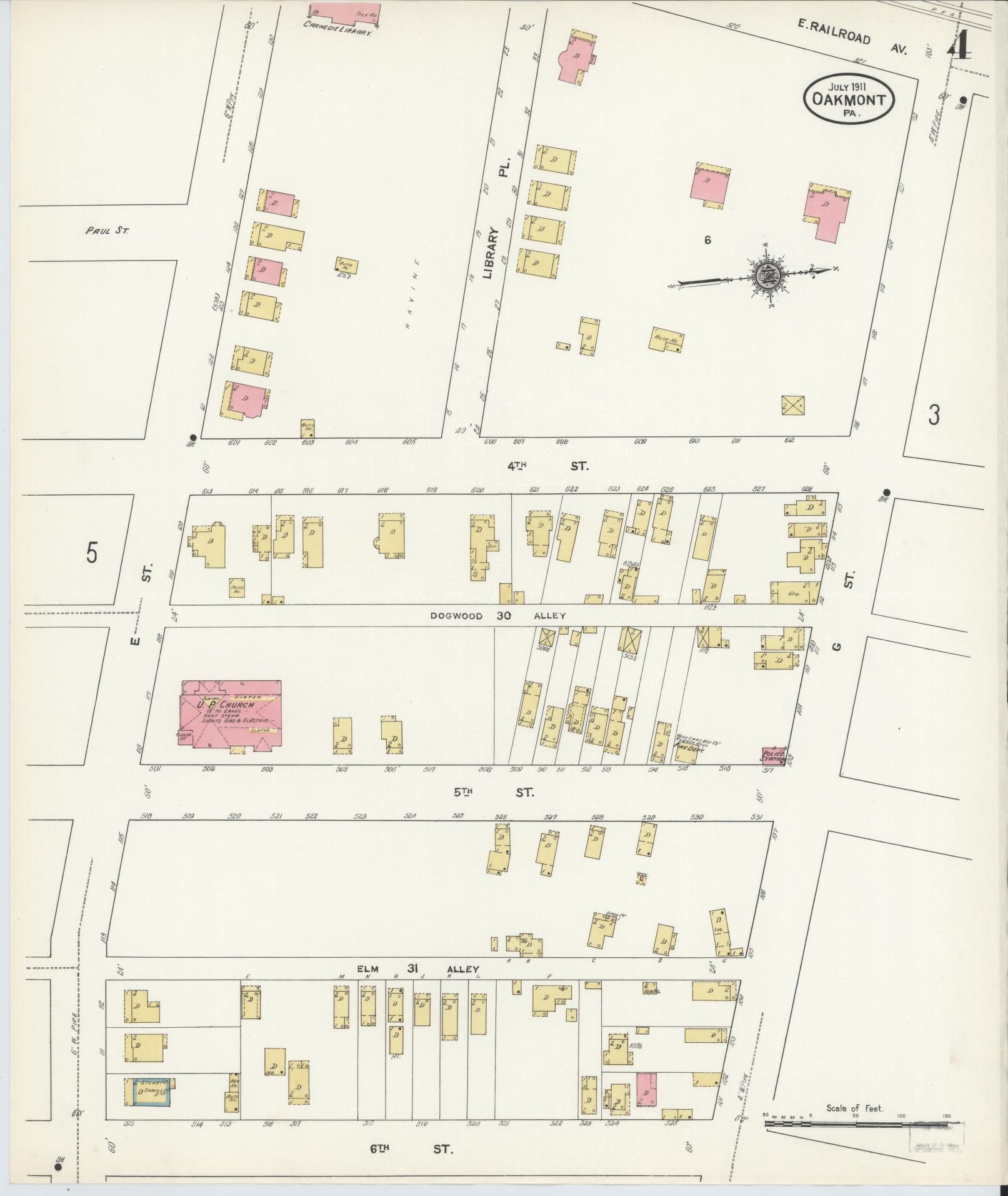 Sanborn Fire Insurance Map from Oakmont, Allegheny County, Pennsylvania (1911), Sheet #0004 - Complete Map Set gallery image, historic Sanborn map, vintage wall art, Pennsylvania Pennsylvania
