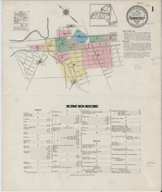 Sanborn Fire Insurance Map from Frankfort, Herkimer County, New York (1914), Sheet #0001 - Complete Map Set gallery image, historic Sanborn map, vintage wall art, New York New York