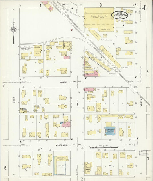 Sanborn Fire Insurance Map from Lake Geneva, Walworth County, Wisconsin (1912), Sheet #0004 - Historic Sanborn Fire Insurance Map Print, vintage old map wall art, antique decor, genealogy gift, Wisconsin Wisconsin map