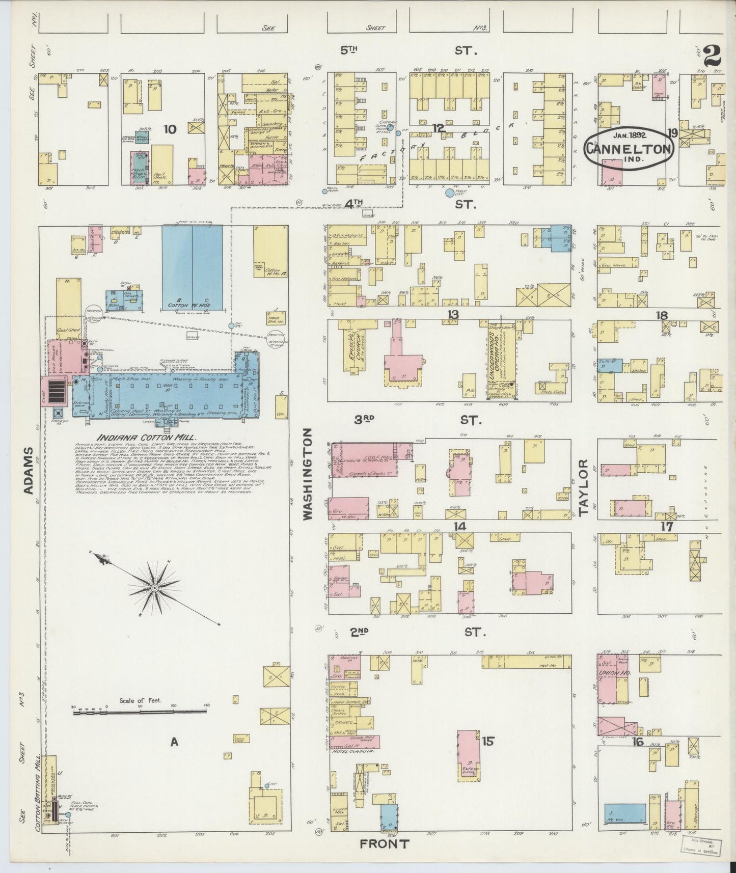 Sanborn Fire Insurance Map from Cannelton, Perry County, Indiana (1892), Sheet #0002 - Complete Map Set gallery image, historic Sanborn map, vintage wall art, Indiana Indiana
