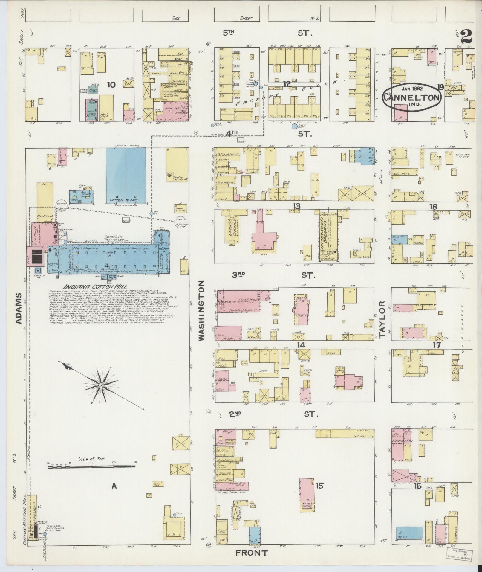 Sanborn Fire Insurance Map from Cannelton, Perry County, Indiana (1892), Sheet #0002 - Complete Map Set gallery image, historic Sanborn map, vintage wall art, Indiana Indiana