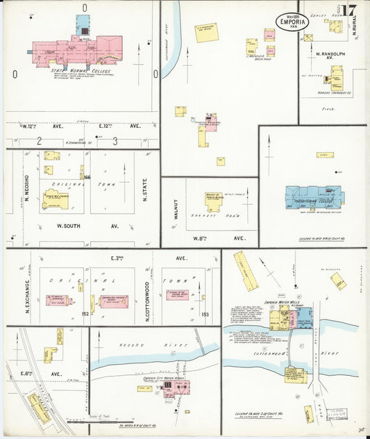 Sanborn Fire Insurance Map from Emporia, Lyon County, Kansas (1899), Sheet #0017 - Historic Sanborn Fire Insurance Map Print, vintage old map wall art, antique decor, genealogy gift, Kansas Kansas map