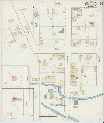 Sanborn Fire Insurance Map from McHenry, McHenry County, Illinois (1893), Sheet #0003 - Historic Sanborn Fire Insurance Map Print, vintage old map wall art, antique decor, genealogy gift, Illinois Illinois map